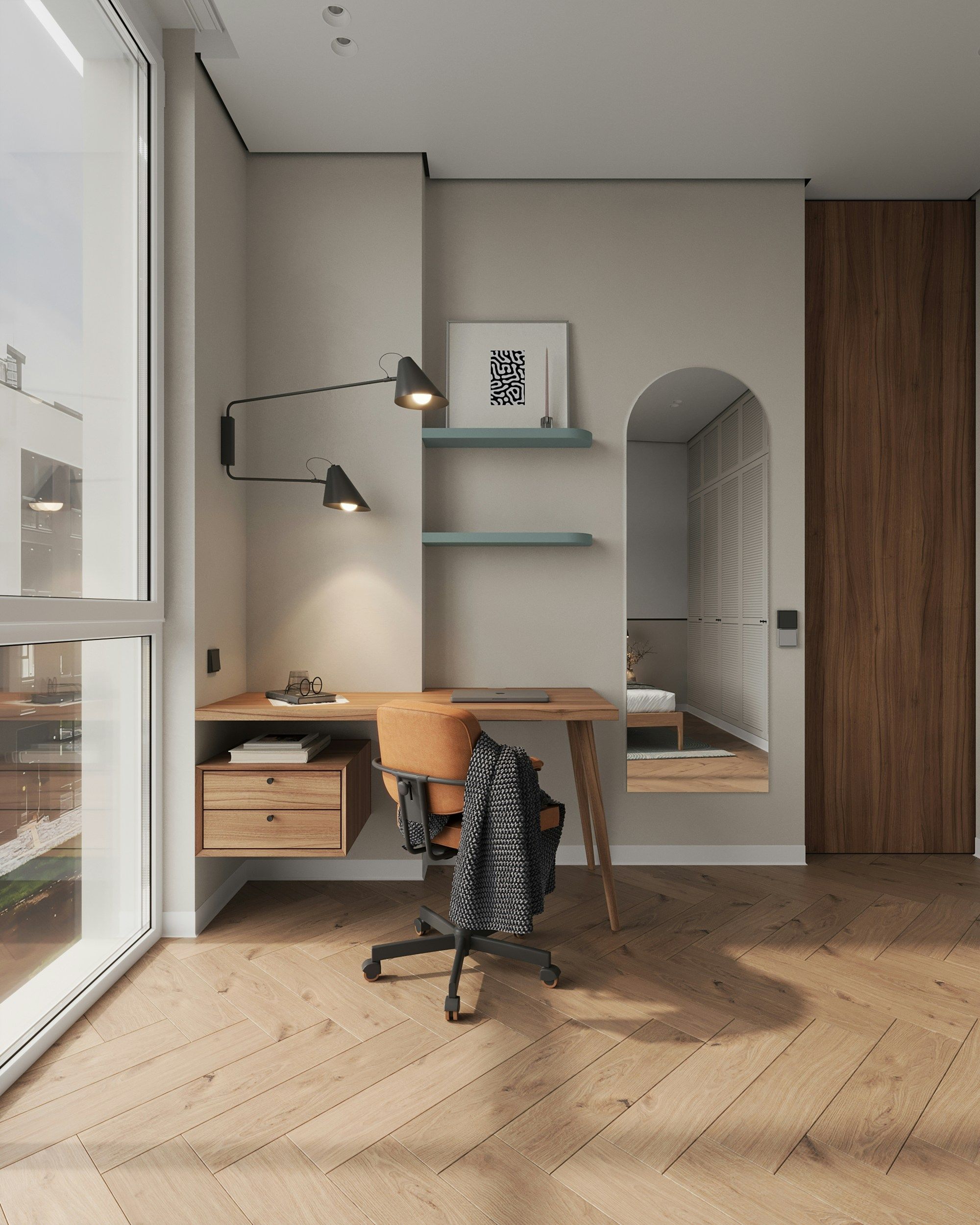 Modern corporate apartment living space